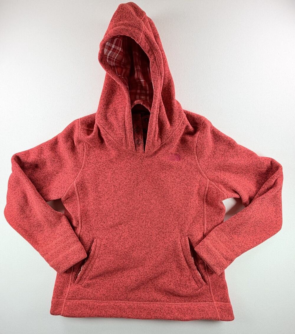 The North Face Crescent Sunset Women’s Fleece Hoodie Size XL Red Plaid Lined